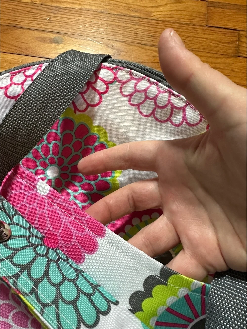 Thirty-One Round Thermal Caddy Tote Bag Bubble Bloom Floral Retired Print